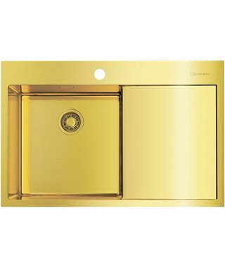 Кухонная мойка Omoikiri Akisame 78-LG-L, нержавеющая сталь/светлое золото, 4973085