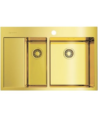 Кухонная мойка Omoikiri Akisame 78-2-LG-R, нержавеющая сталь/светлое золото, 4973088