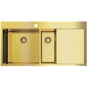 Кухонная мойка Omoikiri Akisame 100-2-LG-L, нержавеющая сталь/светлое золото, 4973089