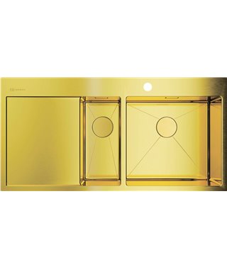 Кухонная мойка Omoikiri Akisame 100-2-LG-R, светлое золото, 4973090