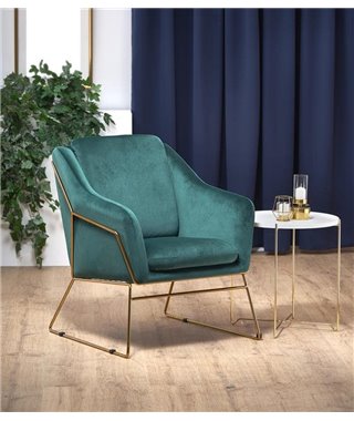 Кресло Halmar SOFT 3 (темно-зеленый/золотой)