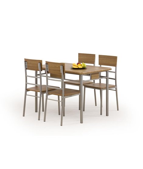 Комплект столовой мебели Halmar NATANIEL стол + 4 стула (орех)