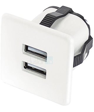 USB розетка Furnika 13070080, врезная,два разъема,пластик,30х26 мм,цвет белый
