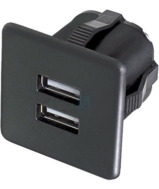 USB розетка Furnika 13070079, врезная, два разъема,пластик, 30х26 мм,цвет черный
