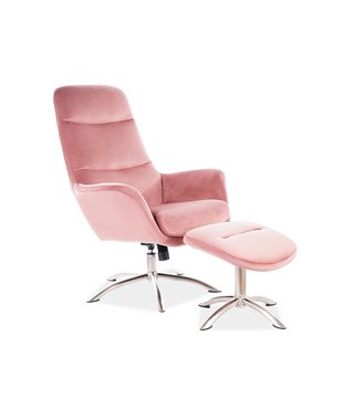 Комплект Signal NIXON VELVET BLUVEL 52 (кресло+подставка для ног) античный розовый