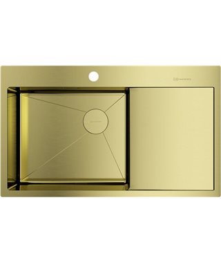 Кухонная мойка Omoikiri Akisame 86-LG-L Side, нерж. сталь/светлое золото, 4997045